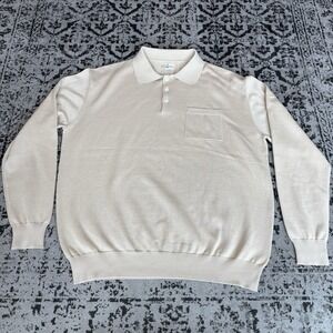 Militora Sweatshirt Mens 44 1/4 Button Oldmoney Vtg Grandpacore Knit Beige
